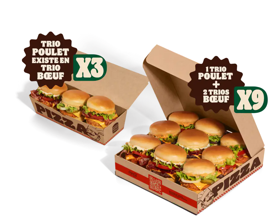 Trio poulet existe en trio boeuf, 1 trio poulet + 2 trios boeuf