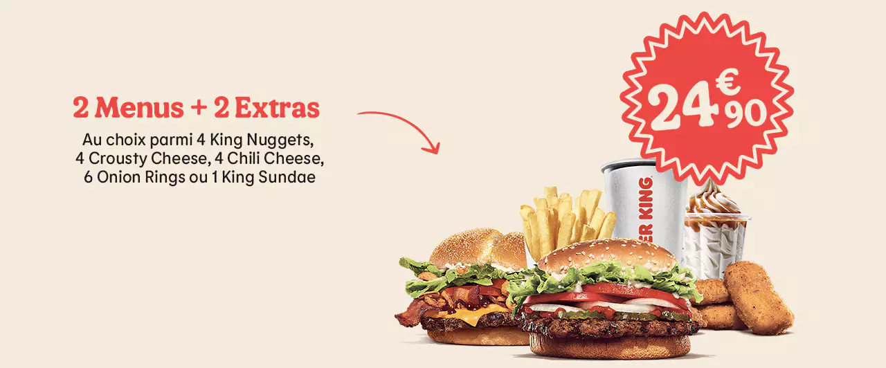 24€90 2 Menus + 2 Extras